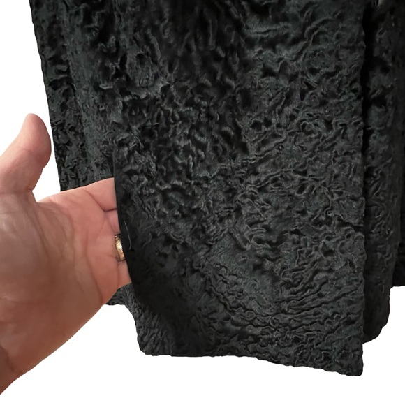 Vintage Womens Black Persian Lamb Genuine Fur Jacket With Sable Collar Size M - Picture 6 of 10